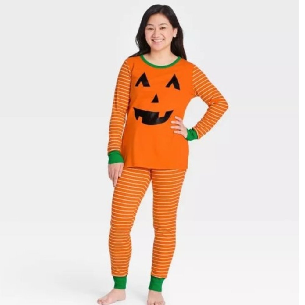 Womens Sleep in PUMPKIN Halloween 2 pc Cotton Pajamas Size Sm 4/6 Lar 12/14  NWT